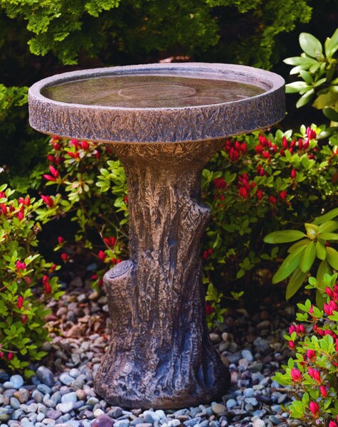 Tree Stump Bird Bath Cement Sculpture Statuary Massarelli Heavy Duty